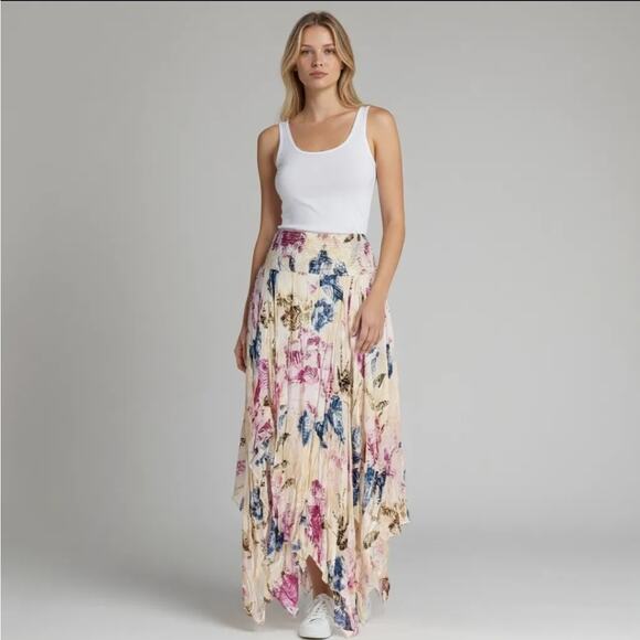 Free People Fly Away Floral Asymmetrical Small Skirt - Picture 1 of 8